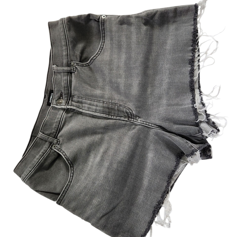 Express Gray Distressed Jean Shorts